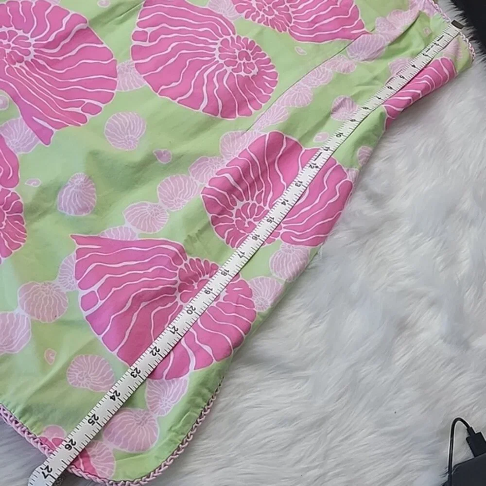 LILLY PULITZER Pink Nautilus Shell Print Strapless‎ Halter Cotton Sheath Dress 4 - Picture 8 of 10